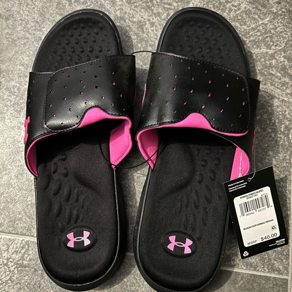 Under Armour Shoes - Under Armour Black and Pink Slides